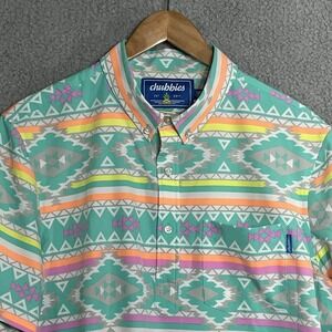 Chubbies Polo Shirt Men's Size Large Aztec Golf Performance Button Down